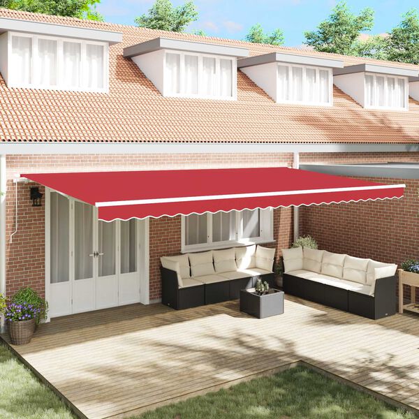 vidaXL Cortina Retractabilă Roșu 600 × 300 cm Poliester și Aluminiu