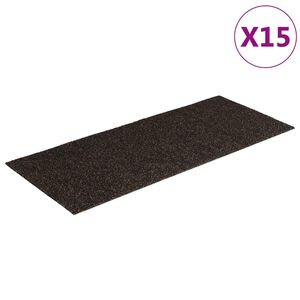vidaXL Covorașe autoadezive pentru scări, 15 buc., 60x25 cm, maro &icirc;nchis, dreptunghiulare