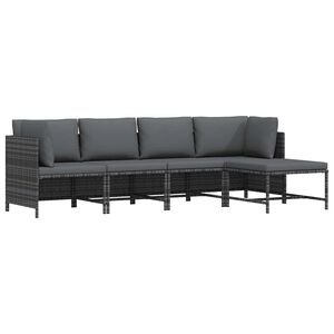 vidaXL Set mobilier de grădină cu perne, 4 piese, gri, poliratan