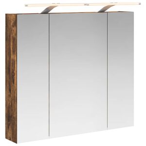 vidaXL Dulap cu oglindă pentru baie Stejar fumuriu 80 x 14.5 x 70 cm