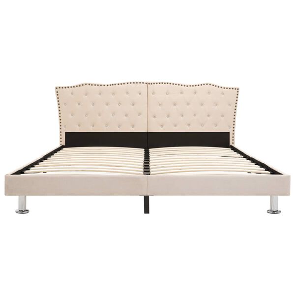 vidaXL Pat cu saltea, bej, 180 x 200 cm, material textil