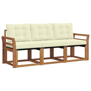 vidaXL Set de canapele de exterior cu pernă 3 pcs Natural și Crem