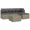 vidaXL Set mobilier de grădină cu perne, 5 piese, gri, poliratan