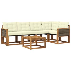 vidaXL Set de canapele de exterior cu pernă 6 pcs Natural și Crem