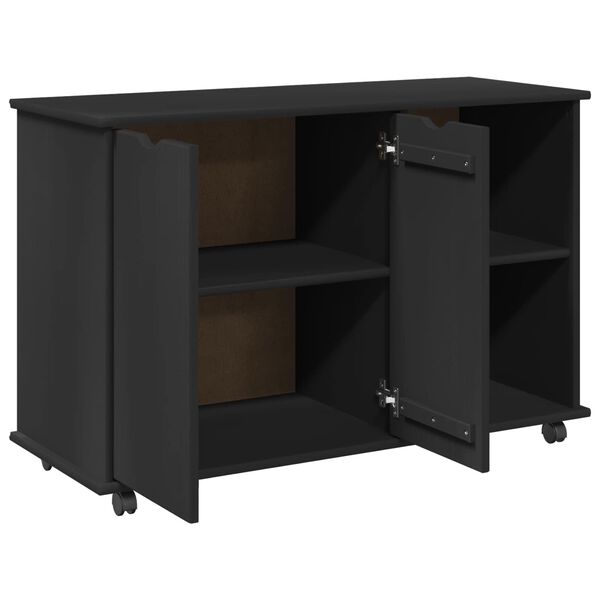 vidaXL Cabinet mobil Negru 100 x 39 x 65,5 cm Lemn de pin masiv