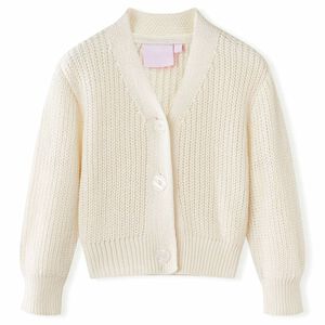 vidaXL Cardigan pentru copii tricotat, alb zăpadă, 104