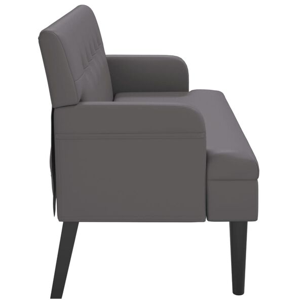vidaXL Banchetă cu spătar, gri, 112x65,5x75 cm, piele ecologică