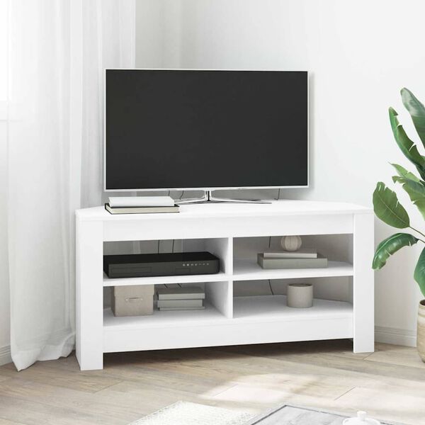vidaXL DulapdecolțpentruTV Alb 102 x 40,5 x 45 cm Lemn compozit