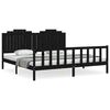 vidaXL Cadru pat cu tăblie 200x200 cm, negru, lemn masiv