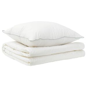 vidaXL Set de plapumă și perne 2 buc. 137x200 cm Vară 140 GSM L&acirc;nă Alb