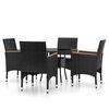 vidaXL Set mobilier de grădină, 5 piese, negru, poliratan
