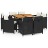 vidaXL Set mobilier de grădină cu perne, 9 piese, negru, poliratan