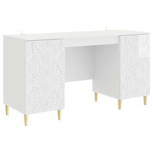 vidaXL Birou Alb foarte lucios 142,5 x 50 x 75 cm Lemn prelucrat