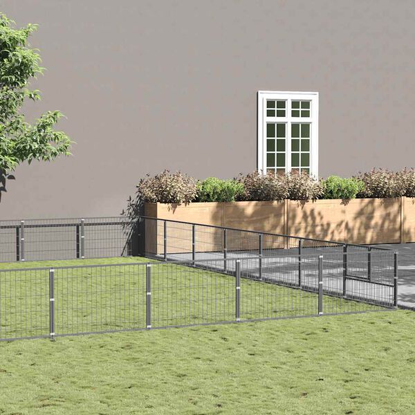 vidaXL Padoc pentru c&acirc;ini, argintiu, 49 m&sup2;, oțel