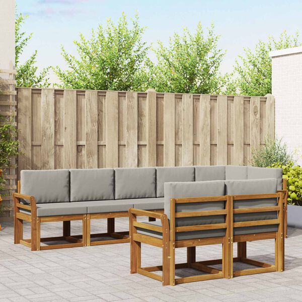 vidaXL Set de canapele de exterior 8 pcs Gri natural și deschis