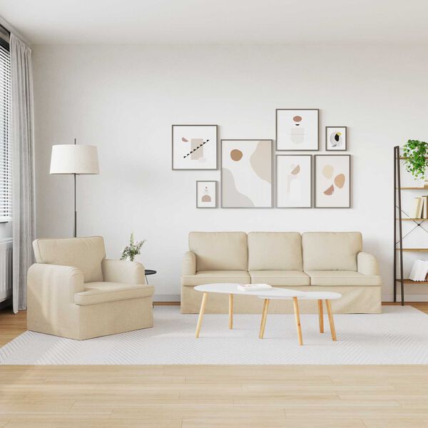 vidaXL Canapea 2 pcs Crem 144 x 80 x 85 cm țesătură