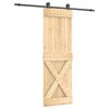 vidaXL Ușă glisantă Natural și Negru 70 x 210 cm Lemn de Pin Solid