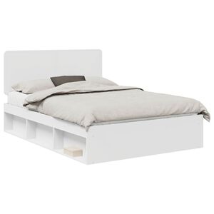 vidaXL Cadru de pat cu headboard Alb 150 x 200 cm Lemn de pin masiv