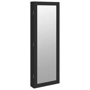 vidaXL Dulap de bijuterii cu oglindă și lumini LED, de perete, negru