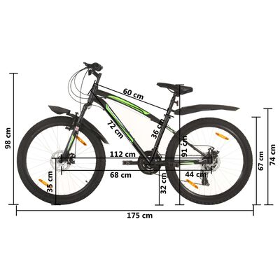 vidaXL Bicicletă montană cu 21 viteze, roată 26 inci, negru, 36 cm