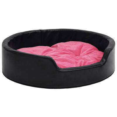 vidaXL Pat pentru câini, negru/roz, 79x70x19 cm, pluș/piele ecologică