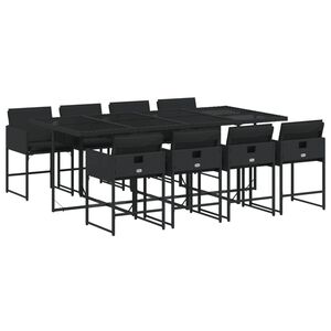 vidaXL Set mobilier de grădină cu perne, 9 piese, negru, poliratan