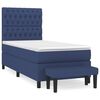 vidaXL Pat box spring cu saltea, albastru, 90x190 cm, textil