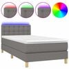 vidaXL Pat cu arcuri, saltea și LED, gri &icirc;nchis, 100x200 cm, textil