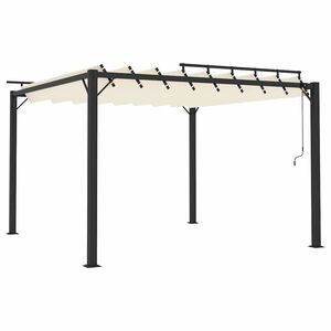 vidaXL Pavilion cu acoperiș jaluzea, crem, 3x3 m, țesătură/aluminiu