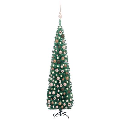 vidaXL Brad Crăciun artificial pre-iluminat, set globuri, verde 180 cm