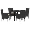 vidaXL Set de masă pentru grădină cu pernă 5 pcs Negru poliratan