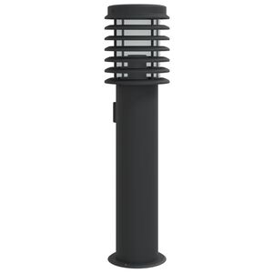 vidaXL Lampă exterioară de podea cu priză, negru, 60 cm, oțel inox