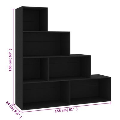 vidaXL Bibliotecă/Separator cameră, negru, 155x24x160 cm, PAL