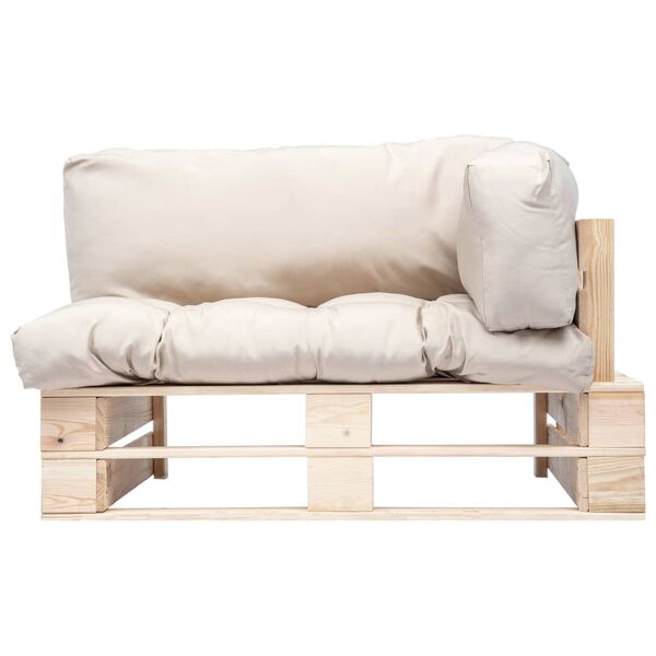 vidaXL Canapea din paleți de grădină, cu perne nisipii, lemn de pin