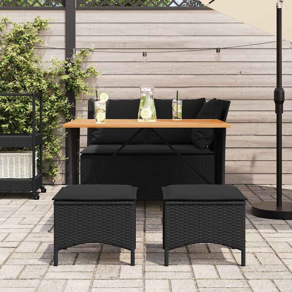 vidaXL Set mobilier de grădină cu perne, 4 piese, negru, poliratan