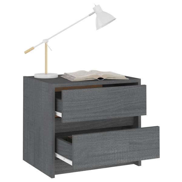 vidaXL Noptieră, gri, 40x30,5x35,5 cm, lemn masiv de pin