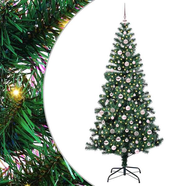 vidaXL Pom de Crăciun artificial pre-iluminat cu 300 LED Verde 240 cm