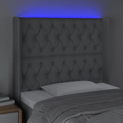 vidaXL Tăblie de pat cu LED, gri deschis, 103x16x118/128 cm, textil