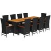 vidaXL Set mobilier de exterior cu perne, 11 piese, negru, poliratan