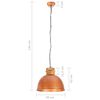 vidaXL Lampă suspendată industrială, cupru, 50 cm, mango, E27, rotund