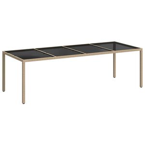 vidaXL Masă grădină, bej, 250x100x75 cm, sticlă securizată/poliratan