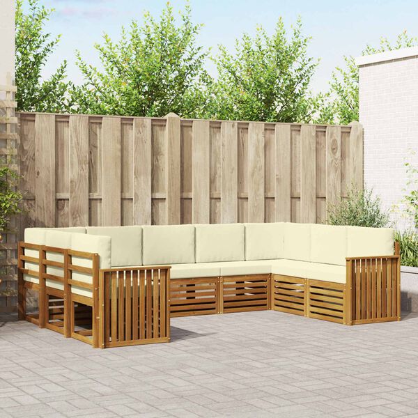 vidaXL Seturi de canapele 9 pcs Natural și Crem Lemn Solid de Acacia