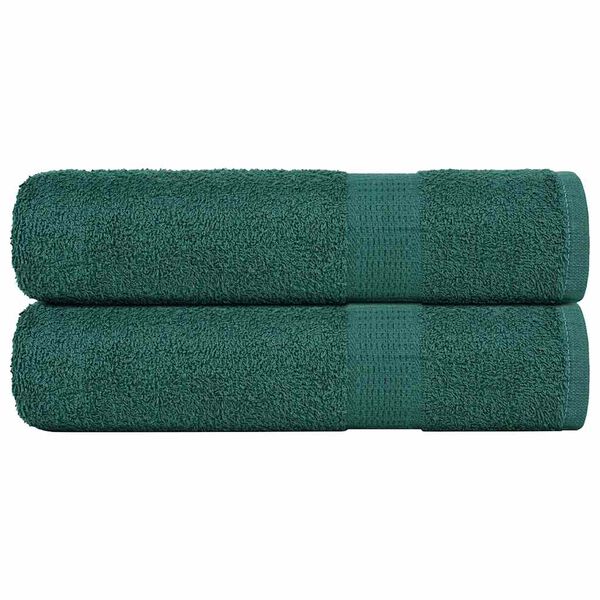 vidaXL Prosoape de baie 2 buc Verde 100x150 cm 360 g/m&sup2; 100% bumbac