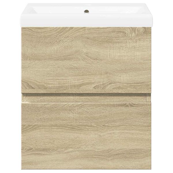 vidaXL Set mobilier de baie, 2 piese, stejar sonoma, lemn prelucrat