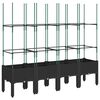 vidaXL Jardinieră de grădină cu spalier, negru, 160x40x142,5 cm, PP