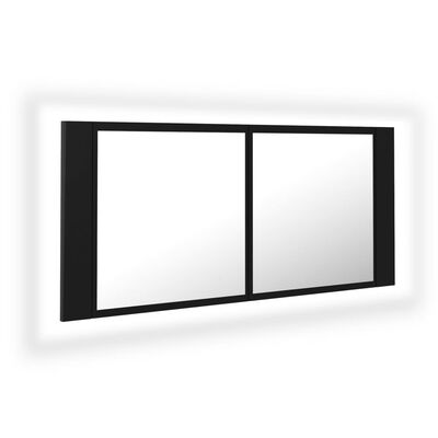 vidaXL Dulap de baie cu oglindă și LED, negru, 100x12x45 cm acril
