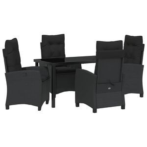 vidaXL Set de masă pentru grădină cu pernă 5 pcs Negru poliratan