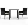 vidaXL Set mobilier de grădină cu perne, 3 piese, negru, poliratan