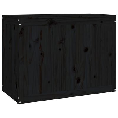 vidaXL Cutie de rufe, negru, 88,5x44x66 cm, lemn masiv de pin