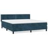 vidaXL Pat box spring cu saltea, albastru &icirc;nchis, 180x200 cm, catifea